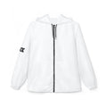 Minimal White Windbreaker Jacket with Subtle Sleeve Logo