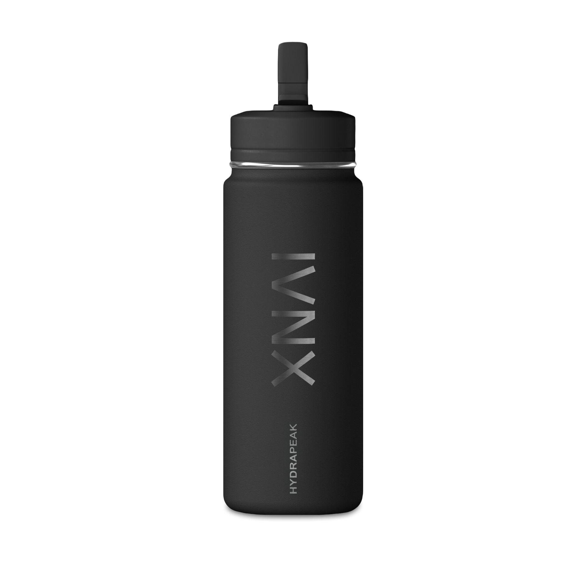Insulated 20oz Mini Water Bottle — Matte Black 'IVNX' Sport Bottle with Flip Straw