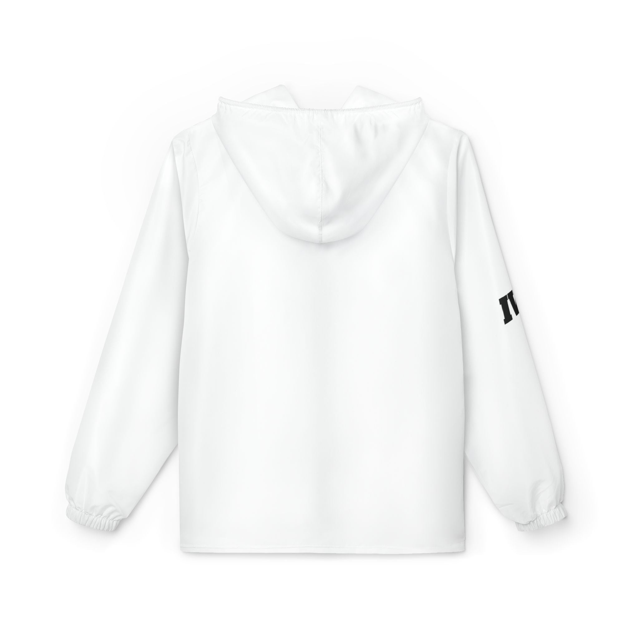 Minimal White Windbreaker Jacket with Subtle Sleeve Logo